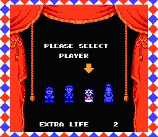 Выбор персонажа в игре Super Mario USA