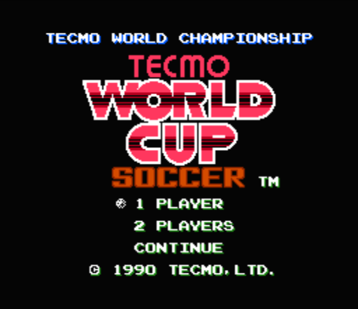 Выбор режима игры Tecmo World Cup Soccer